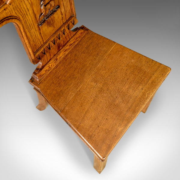Set Of Three Antique Hall Chairs, Oak, Scottish, Stag, Regency Circa 1820 - London Fine Antiques