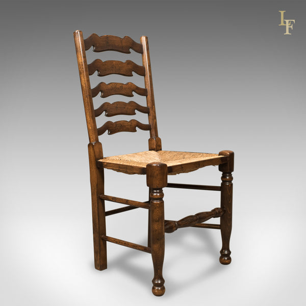 Set of 4 Antique 'Wavy Line' Ladderback Dining Chairs, Edwardian c.1910 - London Fine Antiques