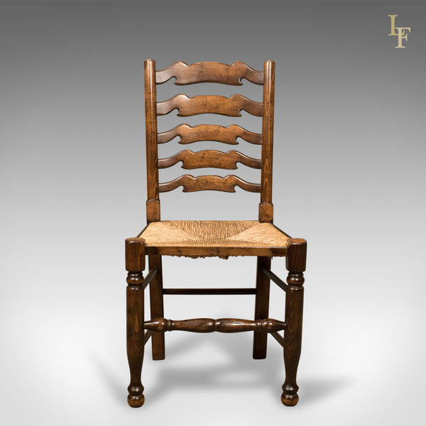 Set of 4 Antique 'Wavy Line' Ladderback Dining Chairs, Edwardian c.1910 - London Fine Antiques