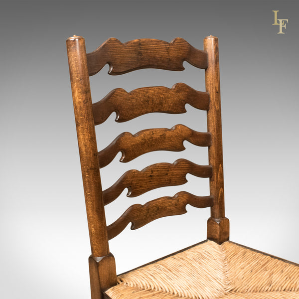 Set of 4 Antique 'Wavy Line' Ladderback Dining Chairs, Edwardian c.1910 - London Fine Antiques
