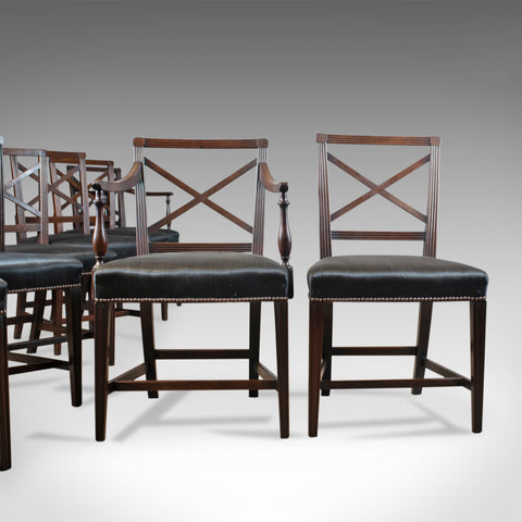 9 Antique Dining Chairs, 2 x Carvers, 6 plus 1 Spare Side, Regency, circa 1815 - London Fine Antiques