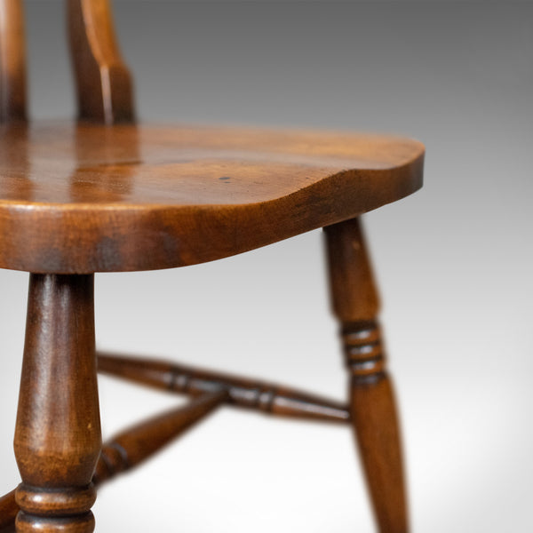 Set of Four Antique Station Chairs, English, Oak, Windsor, Dining, Circa 1890 - London Fine Antiques