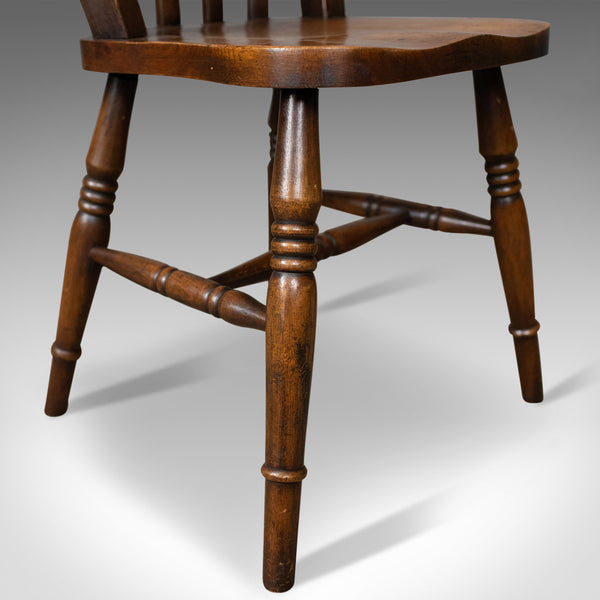 Set of Four Antique Station Chairs, English, Oak, Windsor, Dining, Circa 1890 - London Fine Antiques