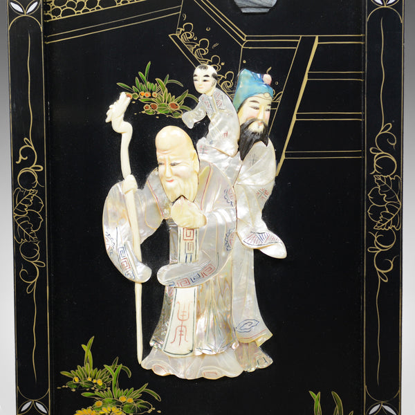 Set of Four Chinese Wall Panels, Decorative, Mother of Pearl, Soapstone C20th - London Fine Antiques
