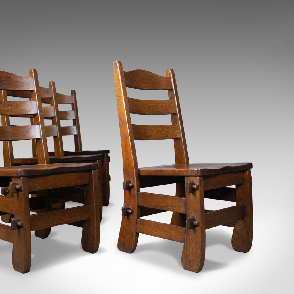 Set of Four Dining Chairs, English, Oak, Arts & Crafts Revival, Late C20th - London Fine Antiques