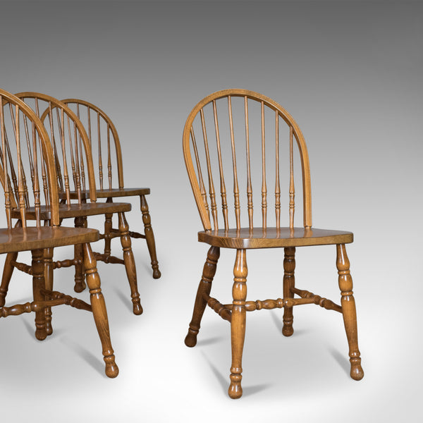 Set of Four Dining Chairs, French Windsor Hoop Stick-Back, Beech 20th Century - London Fine Antiques