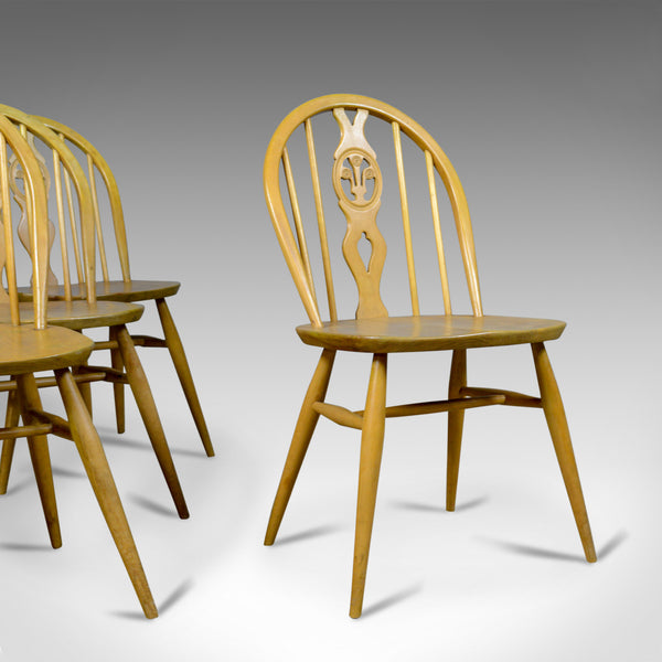 Set of Four Mid-Century Modern Dining Chairs, English, Beech, Danish Taste c1960 - London Fine Antiques
