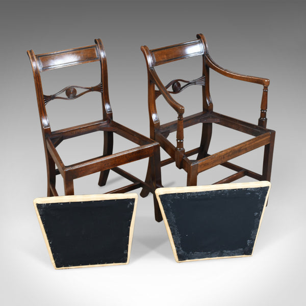 Set of Six, Antique, Dining Chairs, 5+1 English, Regency, Mahogany, Circa 1820 - London Fine Antiques
