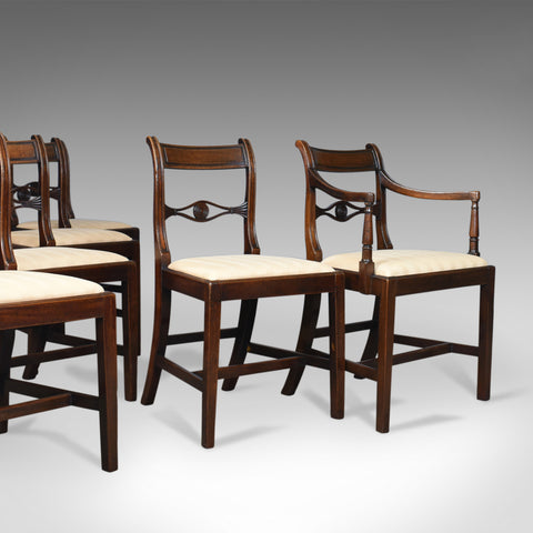 Set of Six, Antique, Dining Chairs, 5+1 English, Regency, Mahogany, Circa 1820 - London Fine Antiques