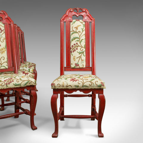 Set of Six Antique Dining Chairs, Continental Painted Kitchen, Needlepoint c1850 - London Fine Antiques