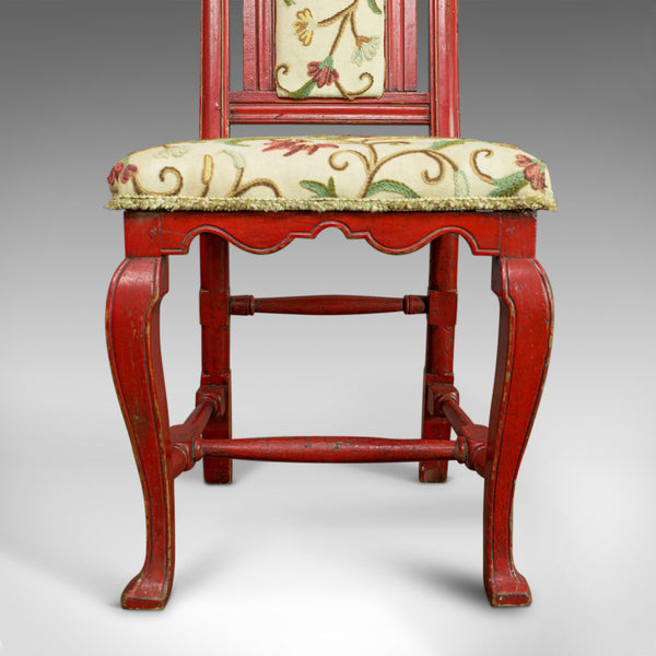Set of Six Antique Dining Chairs, Continental Painted Kitchen, Needlepoint c1850 - London Fine Antiques