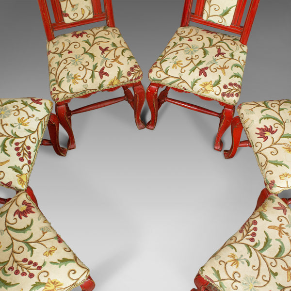 Set of Six Antique Dining Chairs, Continental Painted Kitchen, Needlepoint c1850 - London Fine Antiques