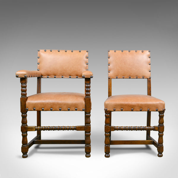 Set of Six Antique Dining Chairs, Edwardian, 17th Century Revival, Oak, c.1910 - London Fine Antiques
