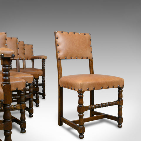 Set of Six Antique Dining Chairs, Edwardian, 17th Century Revival, Oak, c.1910 - London Fine Antiques