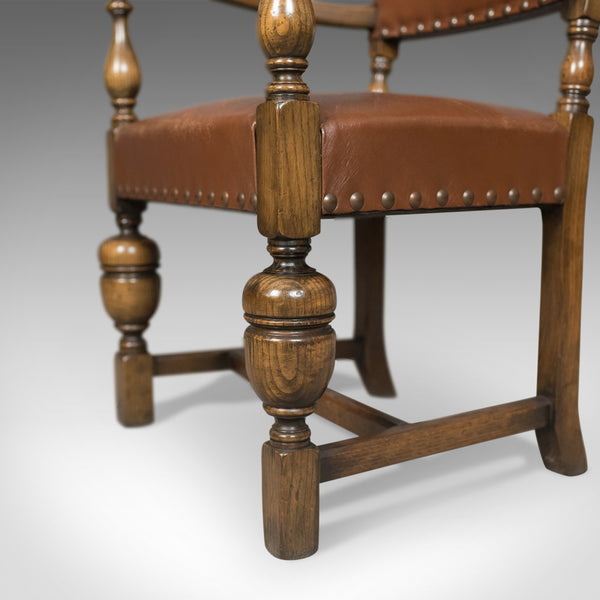 Set of Six Antique Dining Chairs, English, Edwardian Cromwellian Revival, Oak - London Fine Antiques