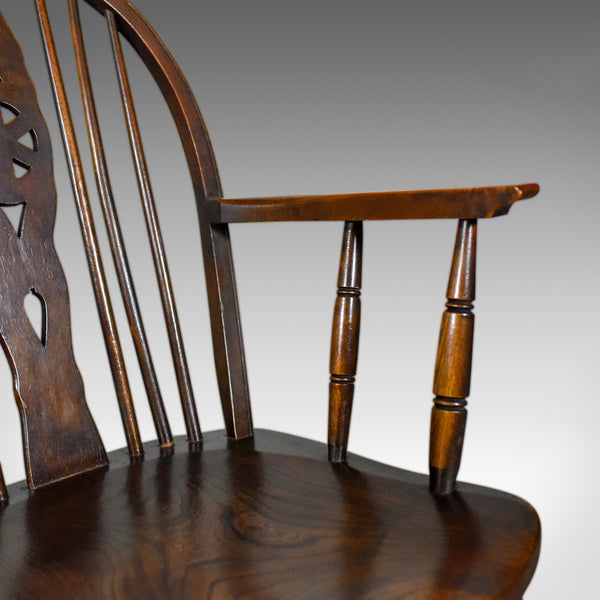 Set of Six Antique Dining Chairs, English Hoop Back Windsor Wheelback Elm c1900 - London Fine Antiques