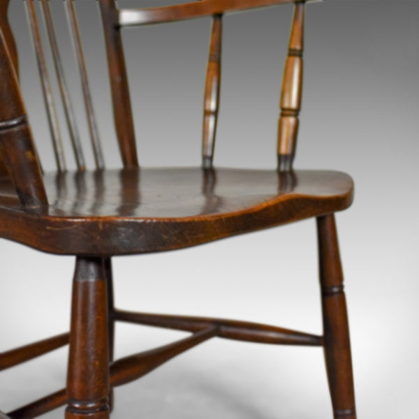 Set of Six Antique Dining Chairs, English Hoop Back Windsor Wheelback Elm c1900 - London Fine Antiques