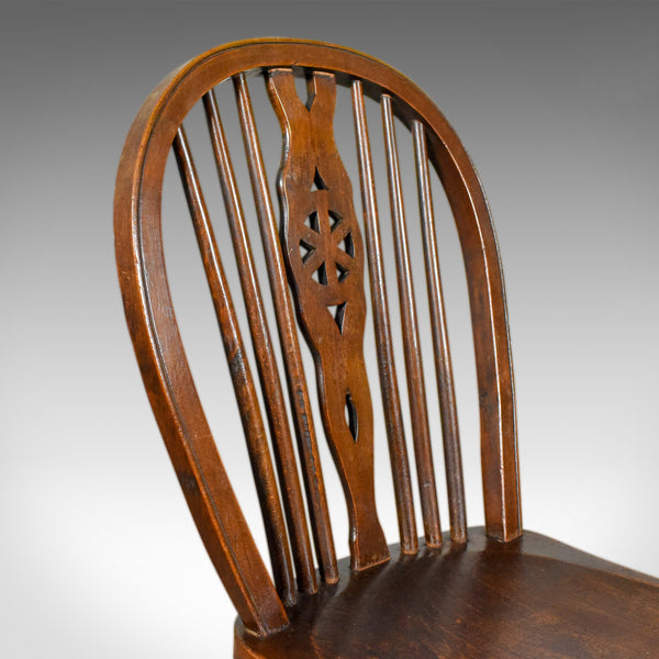 Set of Six Antique Dining Chairs, English Hoop Back Windsor Wheelback Elm c1900 - London Fine Antiques