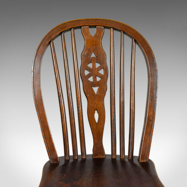 Set of Six Antique Dining Chairs, English Hoop Back Windsor Wheelback Elm c1900 - London Fine Antiques