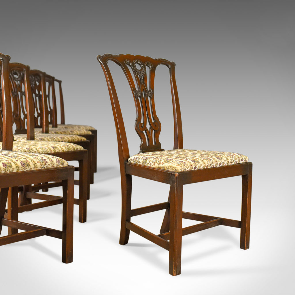Set of Six Antique Dining Chairs, English Victorian Chippendale Taste Circa 1900 - London Fine Antiques