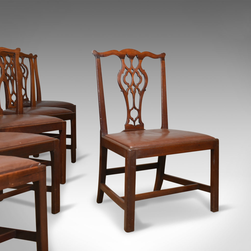 Set of Six Antique Dining Chairs, Mahogany, English, Georgian, Chippendale c1800 - London Fine Antiques