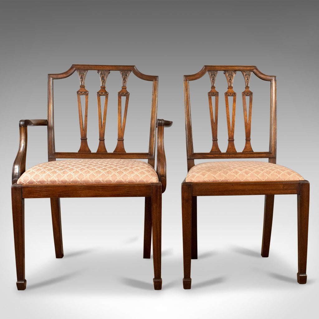 Set of Six Antique Dining Chairs, Mahogany, Victorian, Sheraton