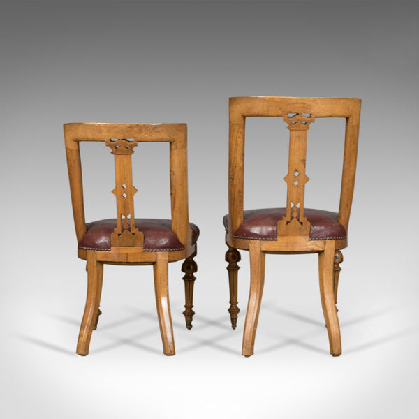 Set of Six Antique Dining Chairs, Scottish Ash Leather, Aesthetic Movement c1880 - London Fine Antiques