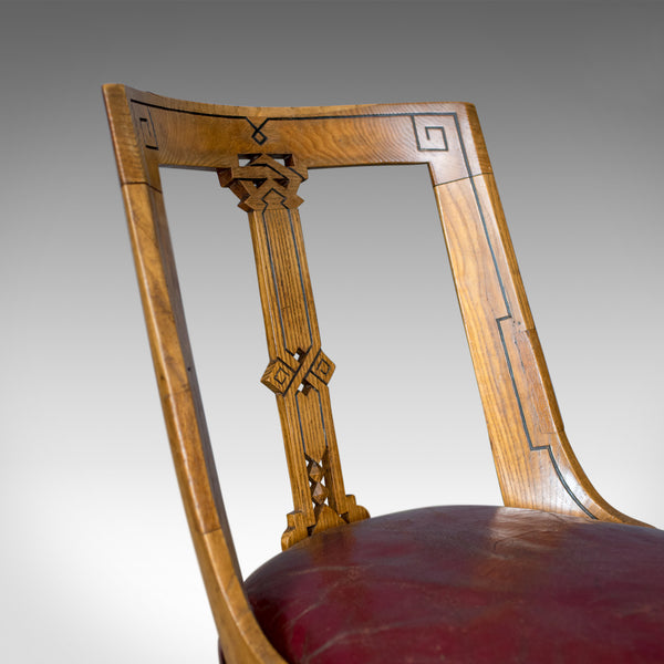 Set of Six Antique Dining Chairs, Scottish Ash Leather, Aesthetic Movement c1880 - London Fine Antiques