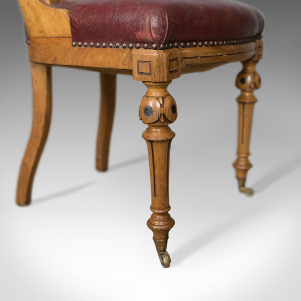 Set of Six Antique Dining Chairs, Scottish Ash Leather, Aesthetic Movement c1880 - London Fine Antiques