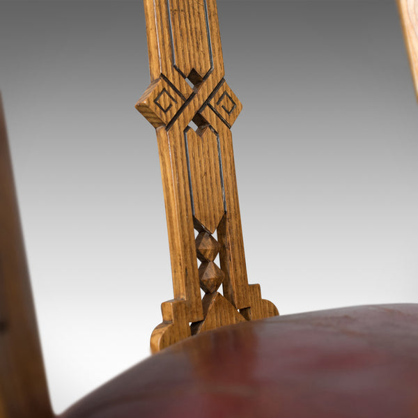 Set of Six Antique Dining Chairs, Scottish Ash Leather, Aesthetic Movement c1880 - London Fine Antiques