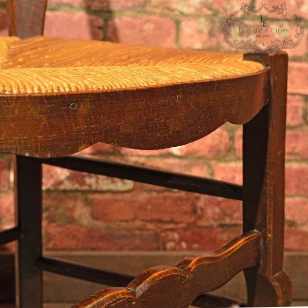 Set of Six Antique French Rush Seat Dining Chairs - London Fine Antiques