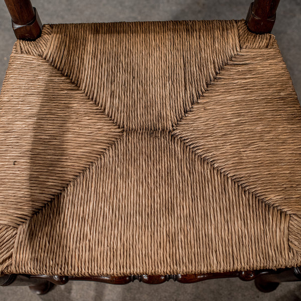 Set of Six Antique Oak Wavy Line Ladderback Dining Chairs, Edwardian Circa 1910 - London Fine Antiques