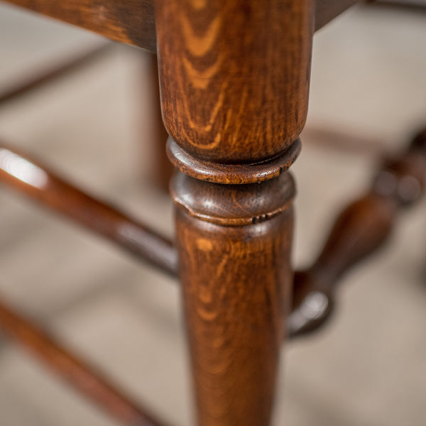 Set of Six Antique Oak Wavy Line Ladderback Dining Chairs, Edwardian Circa 1910 - London Fine Antiques