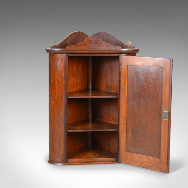 Small Antique Corner Cabinet, English, Walnut, Wall, Hanging, Circa 1900 - London Fine Antiques