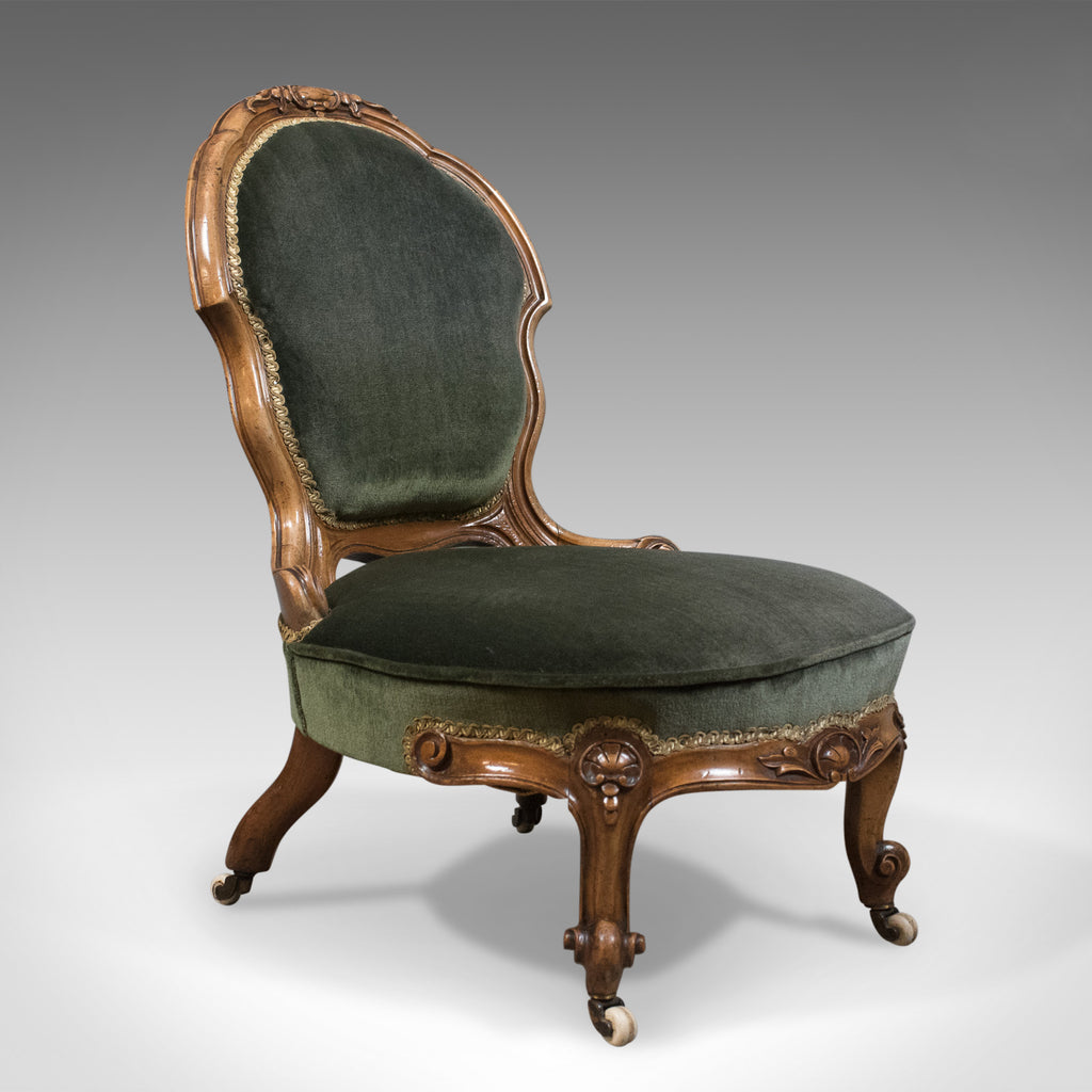Small Antique Regency Nursing Chair, English, Walnut, Salon Circa 1820 - London Fine Antiques