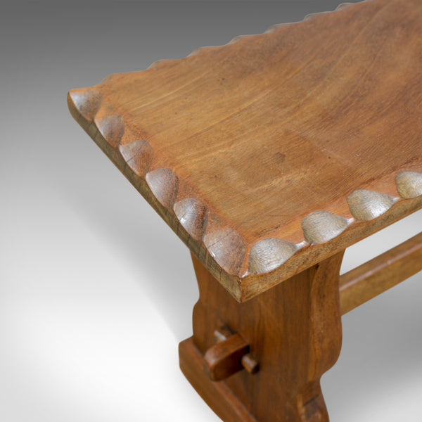 Small Teak Bench, English, Arts & Crafts Revival Two Seat Form, Mid 20th Century - London Fine Antiques