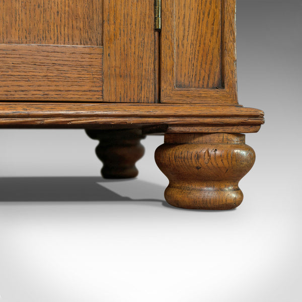 Tall Antique Display Cabinet, English, Edwardian, Oak, Glazed Bookcase, c.1910 - London Fine Antiques