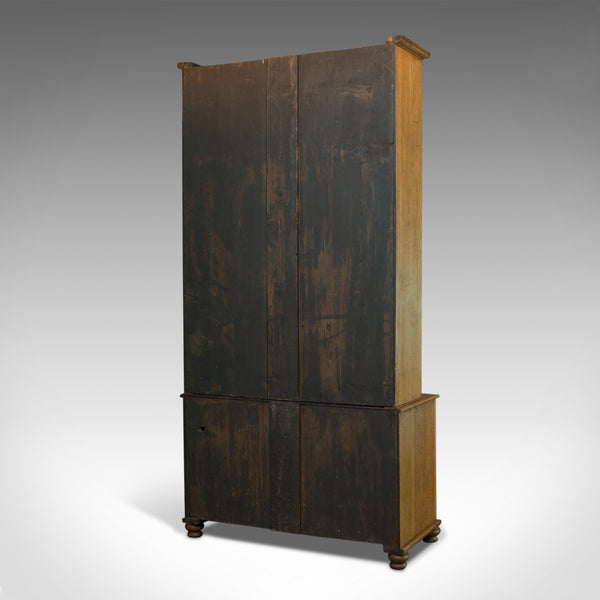 Tall Antique Display Cabinet, English, Edwardian, Oak, Glazed Bookcase, c.1910 - London Fine Antiques