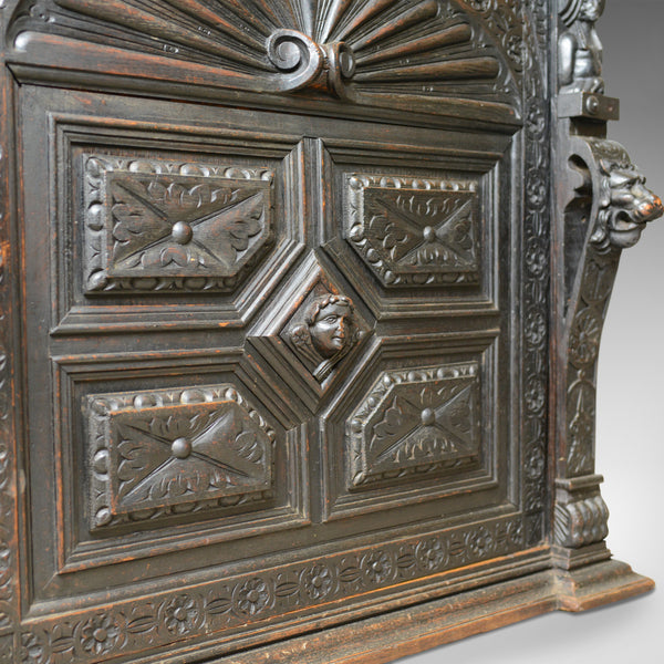 Tall Antique Display Cabinet, Victorian, English, Oak, Cupboard, Green Man c1870 - London Fine Antiques