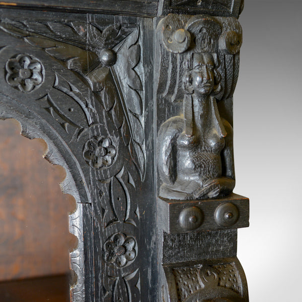 Tall Antique Display Cabinet, Victorian, English, Oak, Cupboard, Green Man c1870 - London Fine Antiques