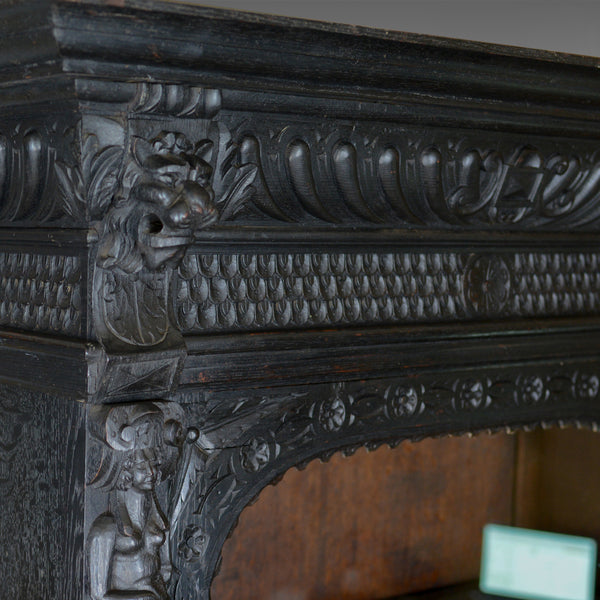 Tall Antique Display Cabinet, Victorian, English, Oak, Cupboard, Green Man c1870 - London Fine Antiques