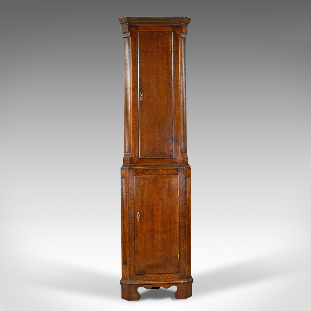 Tall, Narrow Antique Corner Cabinet, Edwardian, Georgian Revival, Oak, c.1910 - London Fine Antiques