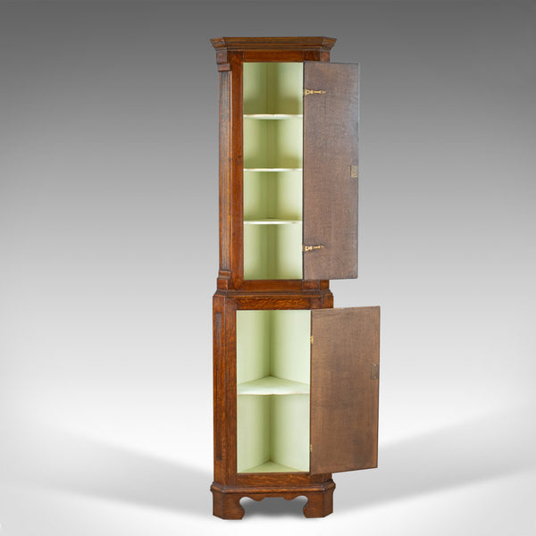 Tall, Narrow Antique Corner Cabinet, Edwardian, Georgian Revival, Oak, c.1910 - London Fine Antiques