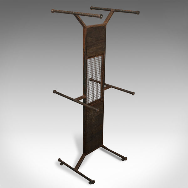 Tall Vintage Display Stand, English, Steel, Oak, Fashion, Retail, Industrial - London Fine Antiques