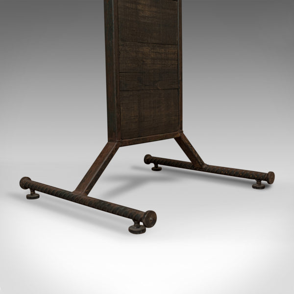 Tall Vintage Display Stand, English, Steel, Oak, Fashion, Retail, Industrial - London Fine Antiques