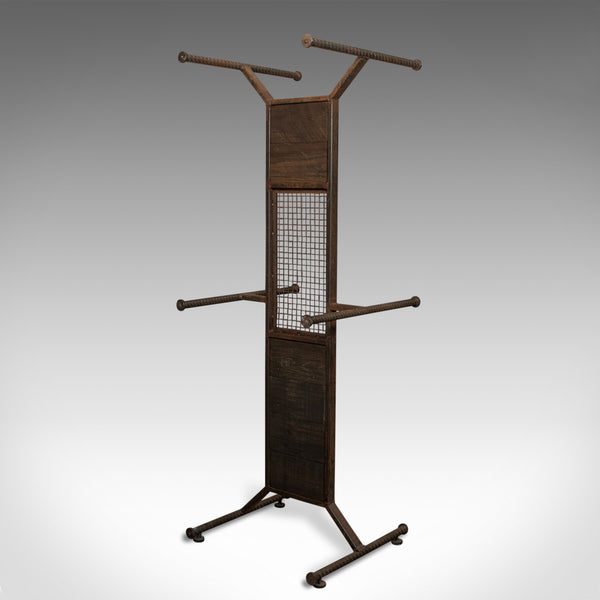 Tall Vintage Display Stand, English, Steel, Oak, Fashion, Retail, Industrial - London Fine Antiques