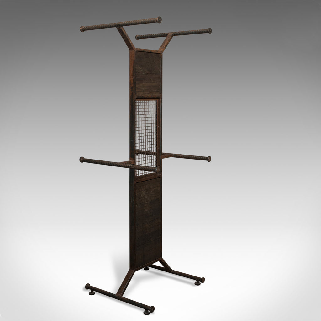 Tall Vintage Display Stand, English, Steel, Oak, Fashion, Retail, Industrial - London Fine Antiques