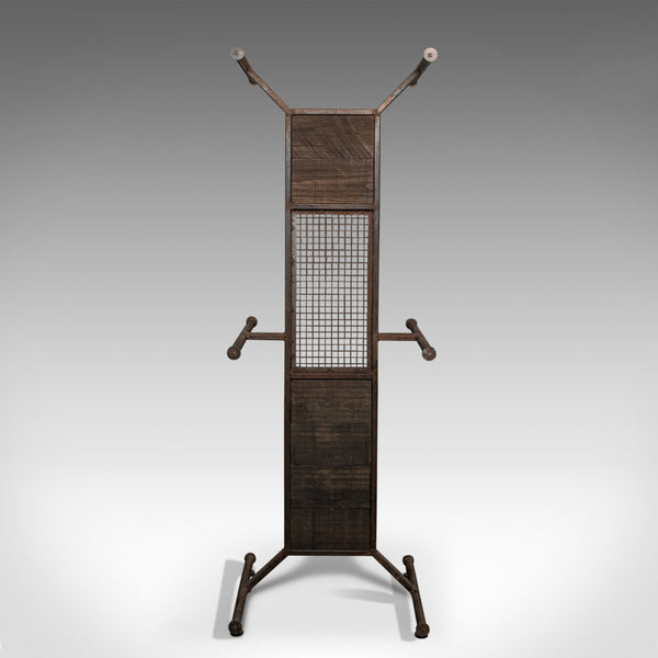 Tall Vintage Display Stand, English, Steel, Oak, Fashion, Retail, Industrial - London Fine Antiques
