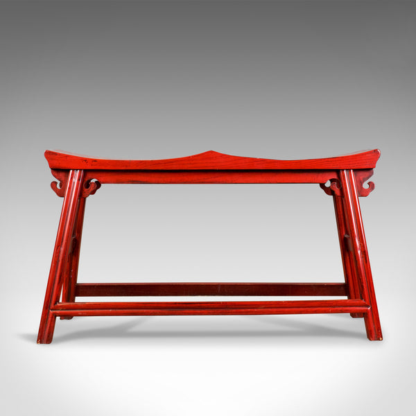 Traditional Chinese Two Seat Bench, 20th Century, Red, Lacquer - London Fine Antiques