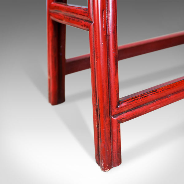 Traditional Chinese Two Seat Bench, 20th Century, Red, Lacquer - London Fine Antiques